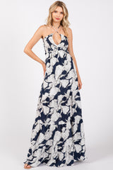 Navy Printed Woven Maternity Maxi Dress