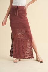 Brick Crochet Midi Drawstring Skirt