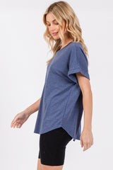 Blue Short Sleeve Terry Top