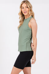 Light Olive Ribbed Racerback Tank Top