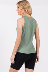 Light Olive Ribbed Racerback Tank Top