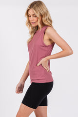 Mauve Ribbed Racerback Tank Top