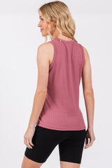 Mauve Ribbed Racerback Tank Top