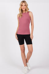 Mauve Ribbed Racerback Tank Top