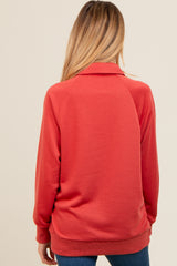 Rust Collared Snap Button Maternity Pullover