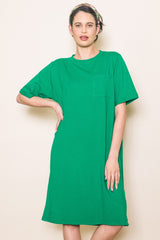 Green Oversized Round Neck T-Shirt Dress