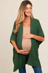 Forest Green Drop Shoulder Side Pocket 3/4 Sleeve Maternity Cardigan