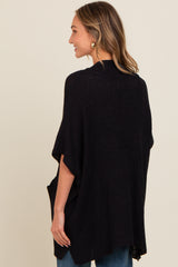 Black Drop Shoulder Side Pocket 3/4 Sleeve Cardigan