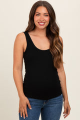 Black V-Neck Basic Maternity Tank Top