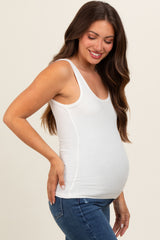 White V-Neck Basic Maternity Tank Top