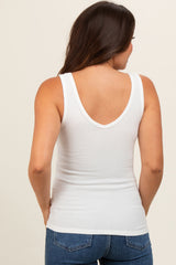 White V-Neck Basic Maternity Tank Top