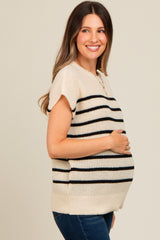 Ivory Striped Dolman Short Sleeve Maternity Sweater