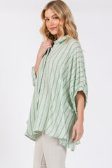 Mint Striped Collared Oversized Top