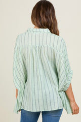 Mint Striped Collared Oversized Maternity Top