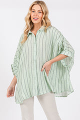 Mint Striped Collared Oversized Top