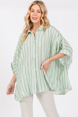 Mint Striped Collared Oversized Maternity Top