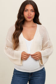 Ivory Open Knit Cropped Maternity Cardigan