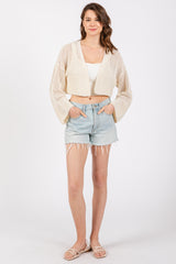 Ivory Open Knit Cropped Cardigan