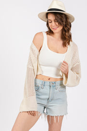 Ivory Open Knit Cropped Cardigan