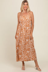 Camel Printed Maternity Maxi Dress