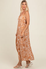 Camel Printed Maxi Dress