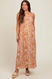 Camel Printed Maternity Maxi Dress