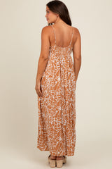 Camel Printed Maternity Maxi Dress