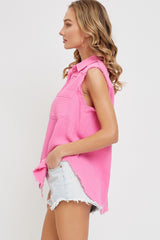 Pink Washed Cotton Gauze Shirt