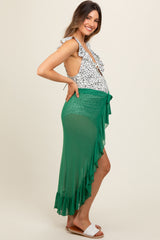 Green Sheer Ruffle Accent Maternity Cover Up