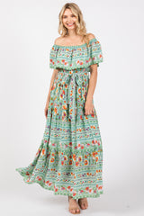 Jade Floral Off Shoulder Maxi Dress