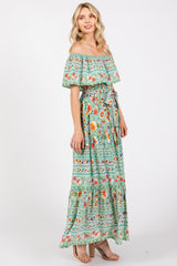 Jade Floral Off Shoulder Maxi Dress