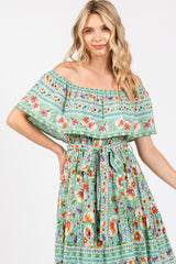 Jade Floral Off Shoulder Maxi Dress