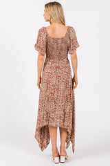 Brown Twist Front Cutout Maxi Dress