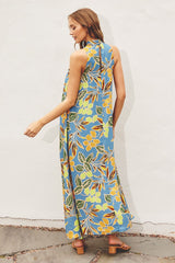 Blue Floral Halter Maxi Dress