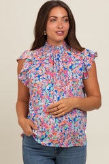 Royal Multi Floral Maternity Blouse