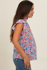 Royal Multi Floral Maternity Blouse