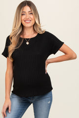 Black Knit Maternity Short Sleeve Top