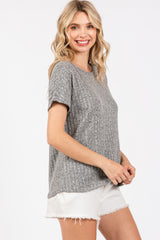 Heather Grey Knit Short Sleeve Top