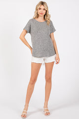 Heather Grey Knit Short Sleeve Top