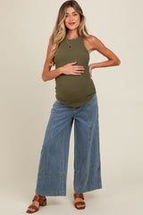 Light Blue Wide Leg Maternity Ankle Jeans