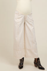 Ivory Wide Leg Maternity Ankle Jeans