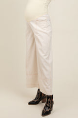 Ivory Wide Leg Maternity Ankle Jeans