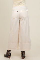 Ivory Wide Leg Maternity Ankle Jeans