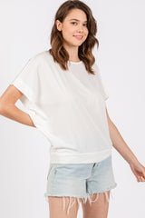 Ivory Round Neck Dolman Sleeve Top