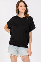 Black Round Neck Dolman Sleeve Maternity Top