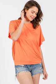 Orange Round Neck Dolman Sleeve Top