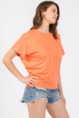 Orange Round Neck Dolman Sleeve Top