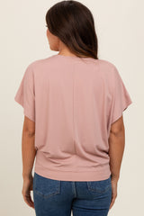 Light Pink Round Neck Dolman Sleeve Maternity Top