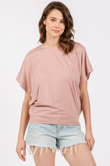 Light Pink Round Neck Dolman Sleeve Maternity Top