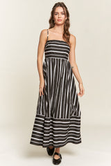 Black Striped Back Cutout Dress